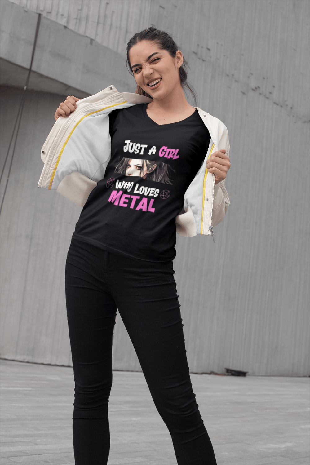 Shirts Just a Girl That Loves Metal Women's V-Neck T-Shirt