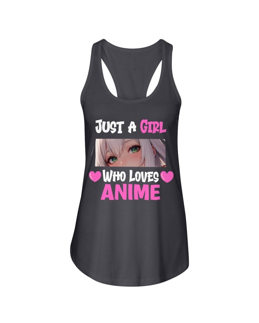 Shirts Charcoal / XS Just a Girl Who Loves Anime Women's Racerback Tank Top