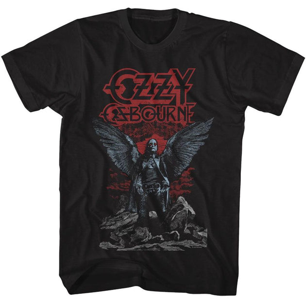Ozzy Osbourne Angel Wings Logo T-Shirt - Official Men's Black Cotton Tee, Unisex Sizing - View #9