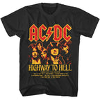 Black t-shirt with AC/DC graphic and 'Highway to Hell' album design on a white background