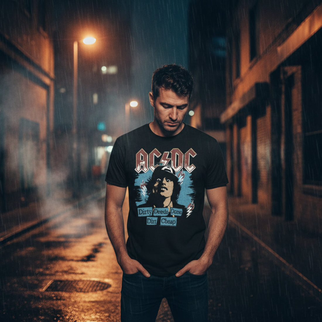 MAN WEARING ACDC TEE ACDC5225S, ACDC5225M, ACDC5225L, ACDC5225XL, ACDC5225XXL, ACDC5225XXXL, ACDC5225XXXXL, ACDC5225XXXXXL