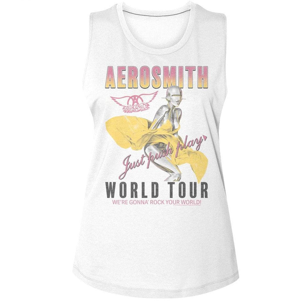 Aerosmith Just Push Play Women's Tank Top AEROSMITH TANK TOP AERO580-329S, AERO580-329M, AERO580-329L, AERO580-329XL, AERO580-329XXL