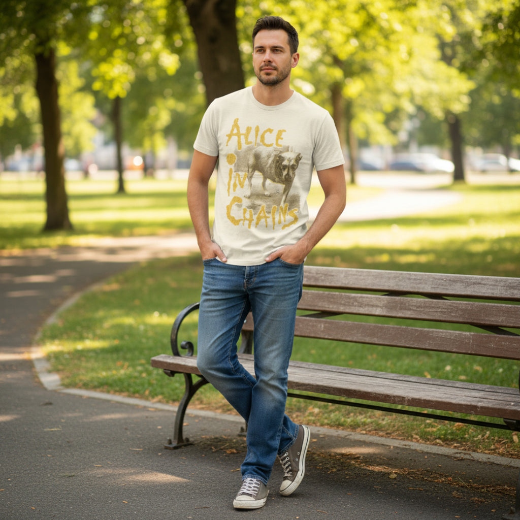 MAN WEARING ALICE IN CHAINS DOG SHIRT AIC521S, AIC521M, AIC521L, AIC521XL, AIC521XXL, AIC521XXXL, AIC521XXXXL