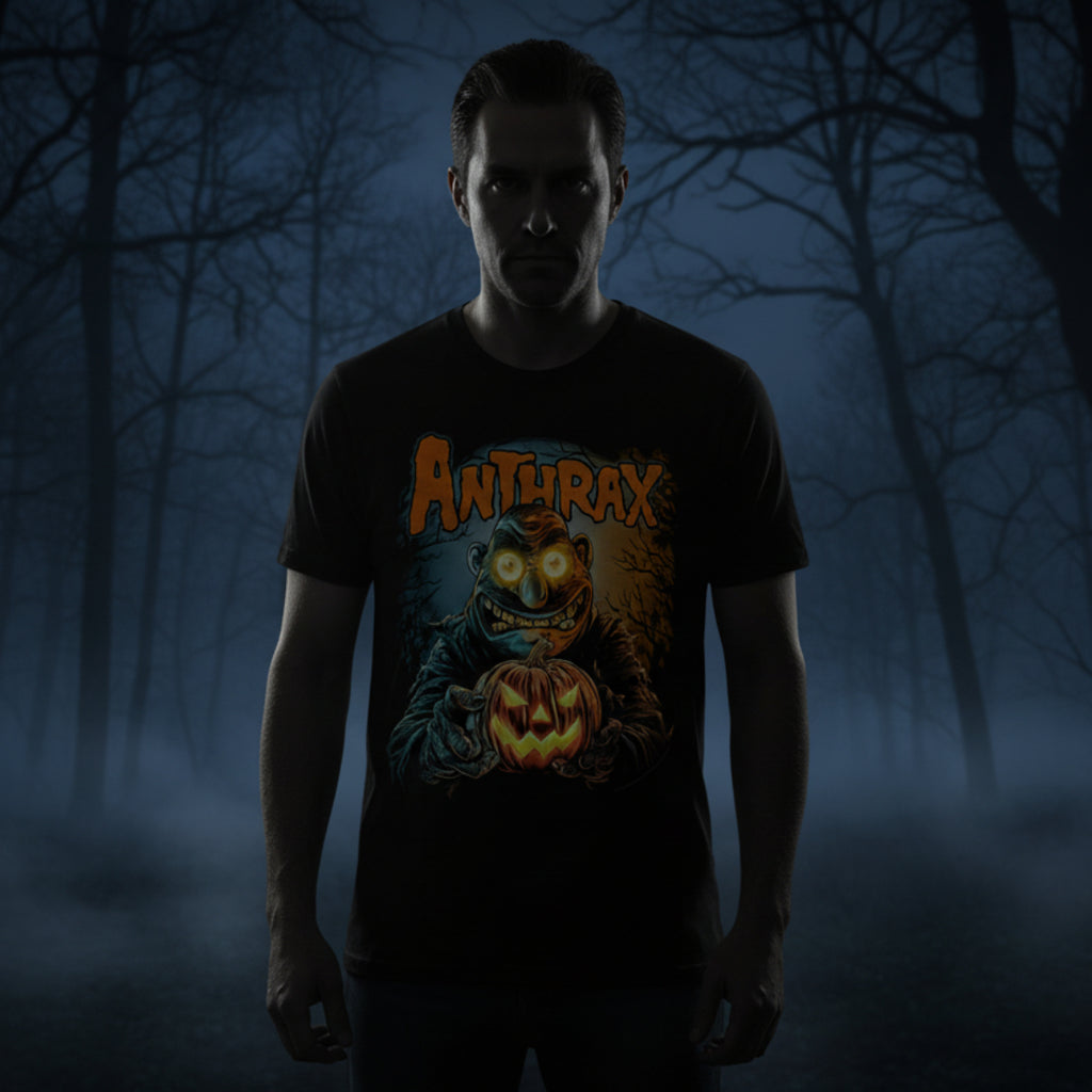 man wearing Anthrax tee ATX515S, ATX515M, ATX515L, ATX515XL, ATX515XXL, ATX515XXXL, ATX515XXXXL, ATX515XXXXXL