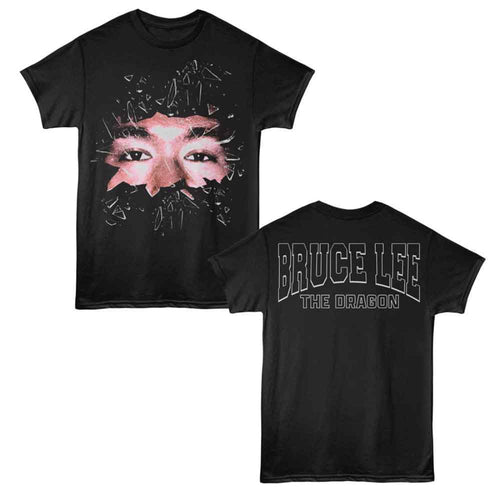 Black t-shirt with Bruce Lee graphic on front and 'Bruce Lee The Dragon' text on back