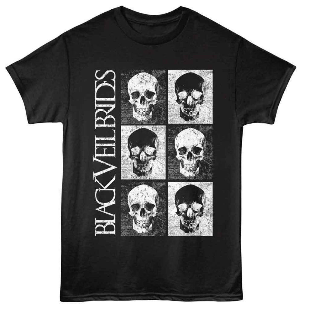 Black t-shirt with skull design and 'Black Veil Brides' text on a white background