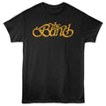 Black t-shirt with 'The Band' logo in gold on a white background