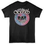 Black t-shirt with 'The Band' graphic design featuring a band lineup and text on a white background.