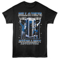 Black t-shirt with 'Bill & Ted's Excellent Adventure' graphic design featuring two characters and a phone booth.