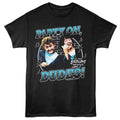 Black t-shirt with 'Bill & Ted's Excellent Adventure' graphic and text on a white background