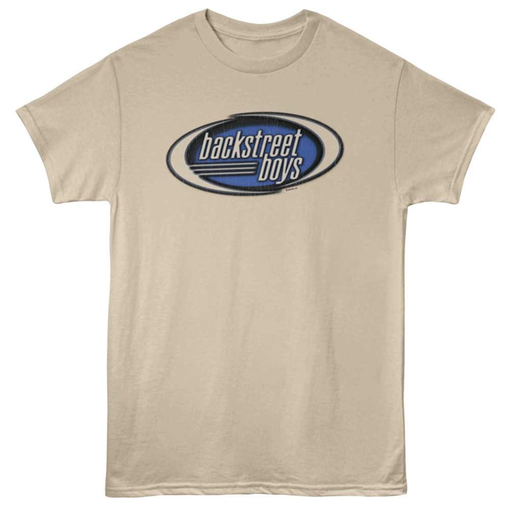 Beige t-shirt with Backstreet Boys logo on a white background