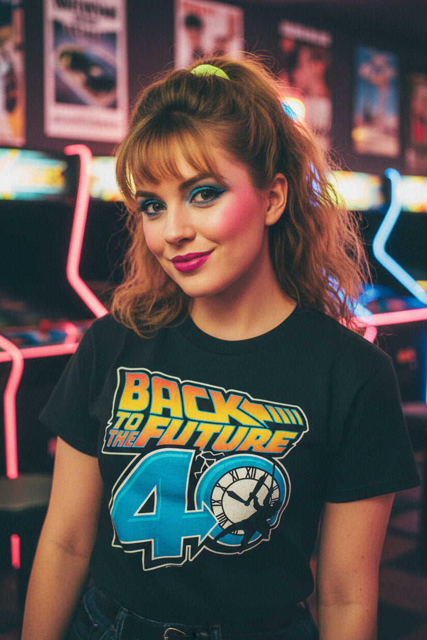 WOMAN WEARING BACK TO THE FUTURE TEE BTF5462S, BTF5462M, BTF5462L, BTF5462XL, BTF5462XXL, BTF5462XXXL, BTF5462XXXXL, BTF5462XXXXXL