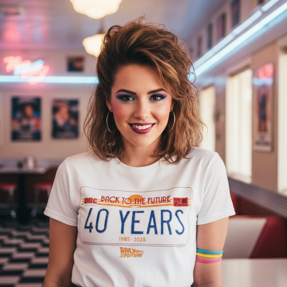 WOMAN WEARING BTTF TEE BTF5458S, BTF5458M, BTF5458L, BTF5458XL, BTF5458XXL, BTF5458XXXL, BTF5458XXXXL, BTF5458XXXXXL