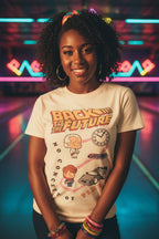 WOMAN WEARING BACK TO THE FUTURE TEE BTF5466S, BTF5466M, BTF5466L, BTF5466XL, BTF5466XXL, BTF5466XXXL, BTF5466XXXXL