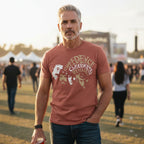 MAN WEARING RED CCR SHIRT CCR528S, CCR528M, CCR528L, CCR528XL, CCR528XXL