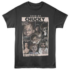 Black t-shirt with 'Seed of Chucky' graphic design featuring characters and text.