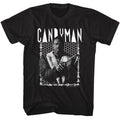 Black t-shirt with 'Candyman' graphic design featuring a person holding a knife.
