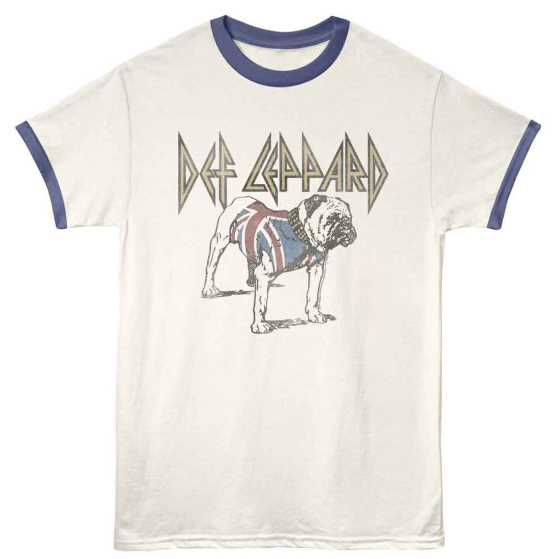 T-shirt with Def Leppard logo and bulldog graphic on a white background