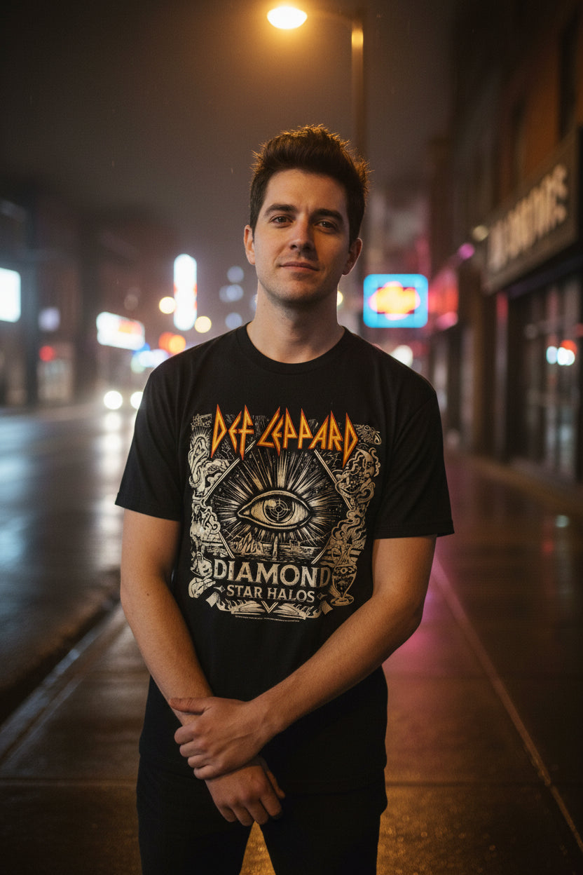 MAN WEARING DEF LEPPARD TEE DEF5192S, DEF5192M, DEF5192L, DEF5192XL, DEF5192XXL, DEF5192XXXL, DEF5192XXXXL, DEF5192XXXXXL