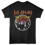 Black t-shirt with Def Leppard band graphic on a white background