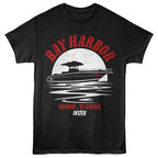 Black t-shirt with 'Bay Harbor Miami, Florida Dexter' graphic design on a white background