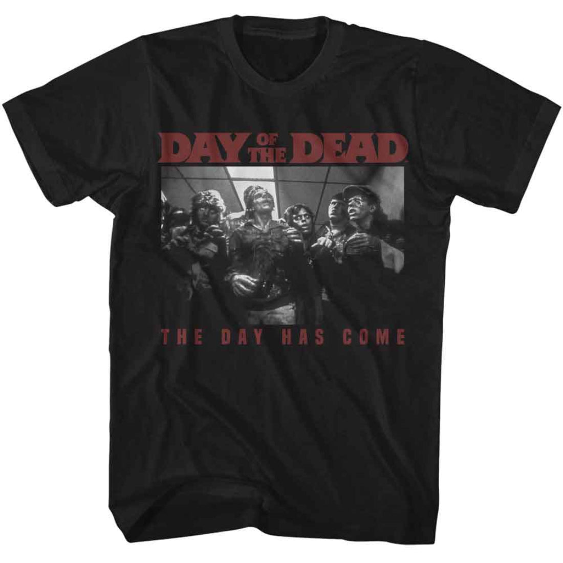 Black t-shirt with 'Day of the Dead' graphic design featuring zombies and text.