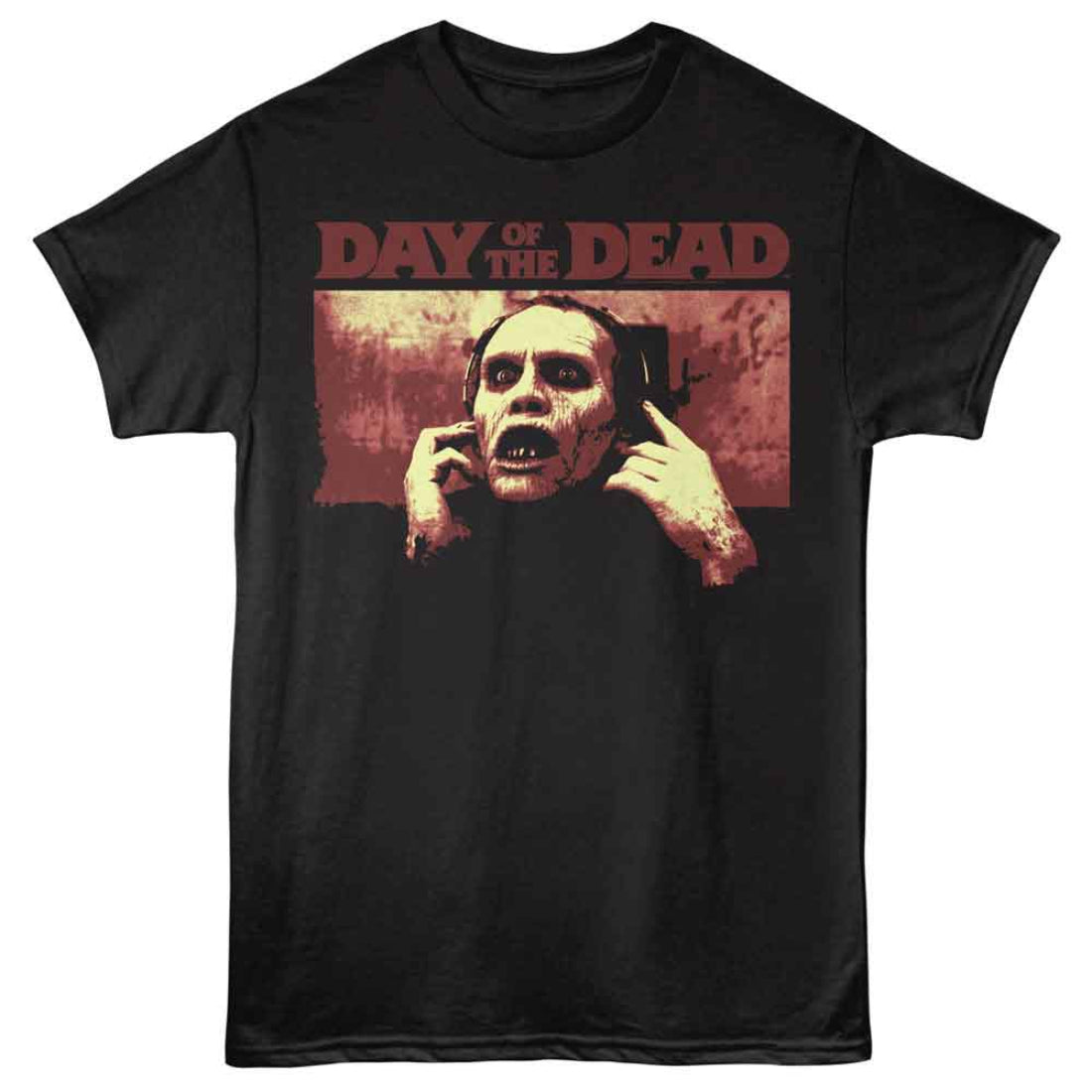Black t-shirt with 'Day of the Dead' graphic design featuring a zombie on a white background