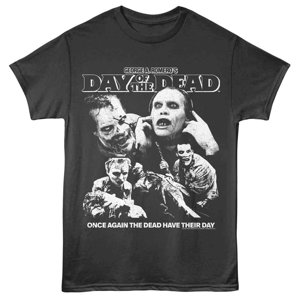 Black t-shirt with 'Day of the Dead' graphic featuring zombies and text.