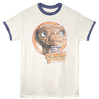 T-shirt with E.T. graphic and 'E.T. Phone Home' text on a white background
