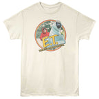 Beige t-shirt with E.T. graphic on a white background