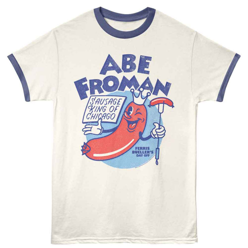 T-shirt with 'Abe Froman' graphic design on a white background