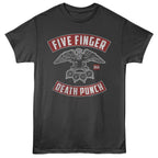 Black t-shirt with Five Finger Death Punch logo on a white background