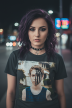 GIRL WEARING FALL OUT BOY TEE FOB526S, FOB526M, FOB526L, FOB526XL, FOB526XXL