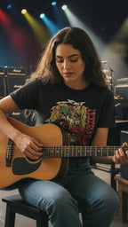 WOMAN WEARING GUNS N ROSES TEE GNR515S, GNR515M, GNR515L, GNR515XL, GNR515XXL, GNR515XXXL, GNR515XXXXL, GNR515XXXXXL