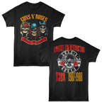 Black t-shirt with Guns N' Roses graphic design on a white background