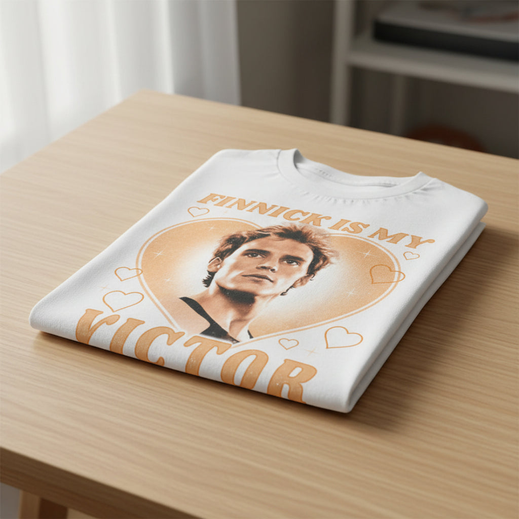 FOLDED White t-shirt with 'Finnick is my Victor' graphic design  HGAM583S, HGAM583M, HGAM583L, HGAM583XL, HGAM583XXL, HGAM583XXXL, HGAM583XXXXL, HGAM583XXXXXL