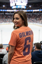 woman wearing happy gilmore hockey tee HGIL541S, HGIL541M, HGIL541L, HGIL541XL, HGIL541XXL