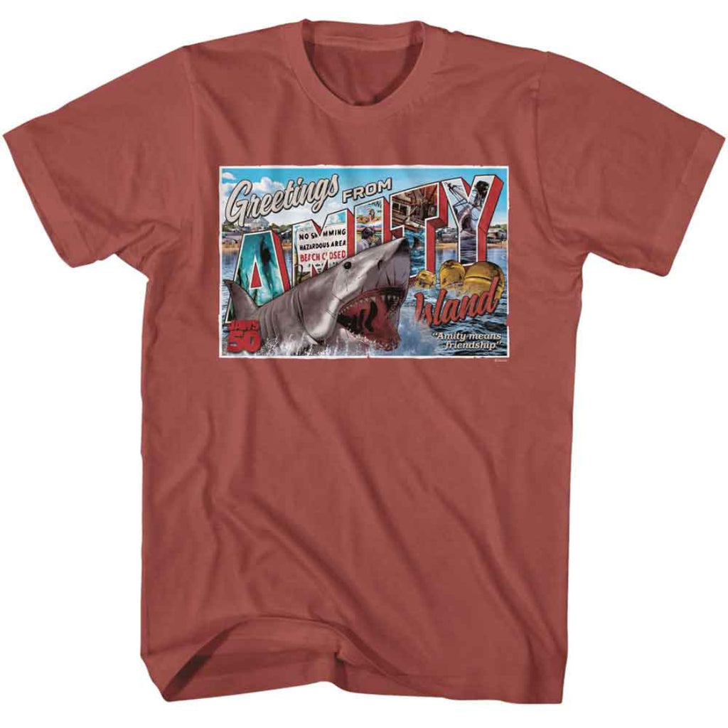 Jaws Amity Postcard Red Heather T-Shirt