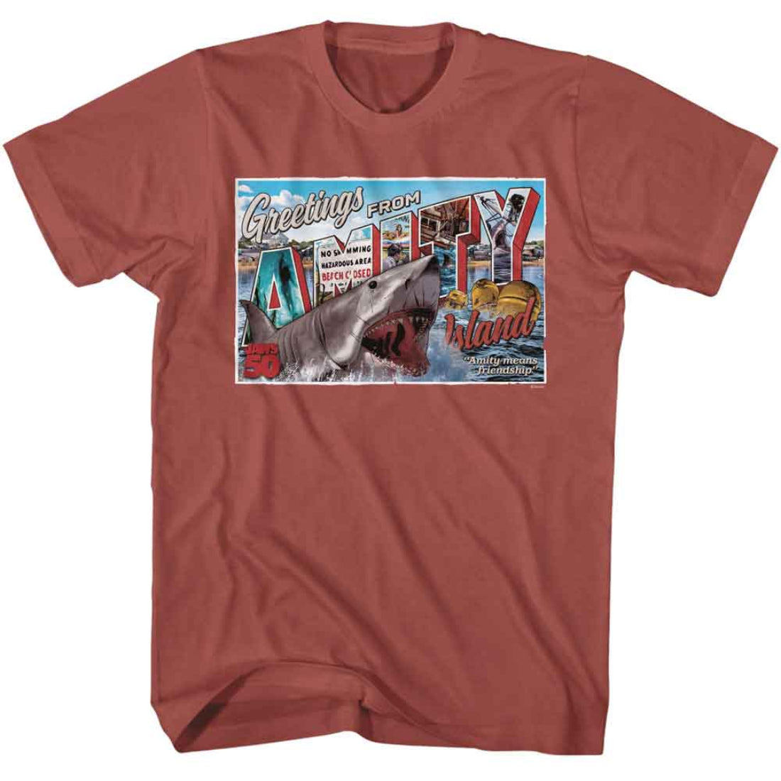 Jaws Amity Postcard Red Heather T-Shirt