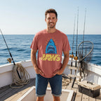 Red t-shirt with a shark graphic and 'JAWS' text JAW5570S, JAW5570M, JAW5570L, JAW5570XL, JAW5570XXL