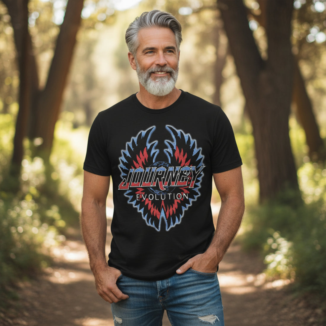 MAN WEARING JOURNEY EVOLUTION TEE JOU5153S, JOU5153M, JOU5153L, JOU5153XL, JOU5153XXL, JOU5153XXXL, JOU5153XXXXL, JOU5153XXXXXL