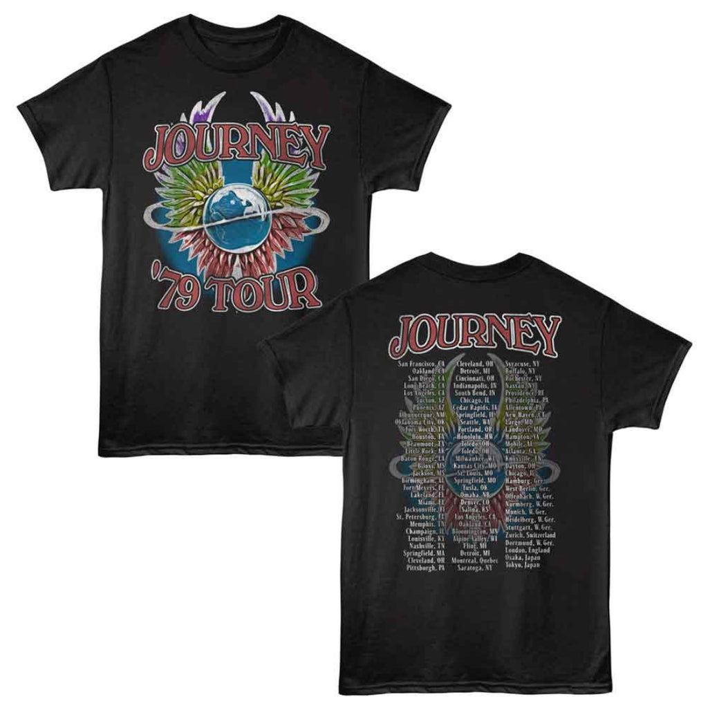 Black t-shirt with 'Journey 79 Tour' design on front and back