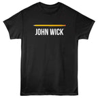 Black t-shirt with 'John Wick' and a pencil graphic on a white background