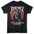 Black t-shirt with 'John Wick' graphic and text on a white background