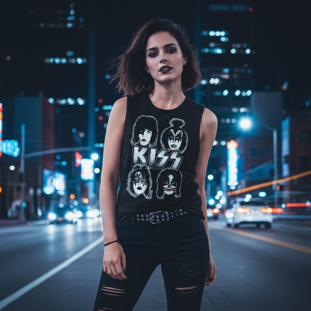 WOMAN WEARING KISS TANK TOP KISS512-329S, KISS512-329M, KISS512-329L, KISS512-329XL, KISS512-329XXL