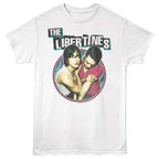 White t-shirt with 'The Libertines' graphic design on a white background