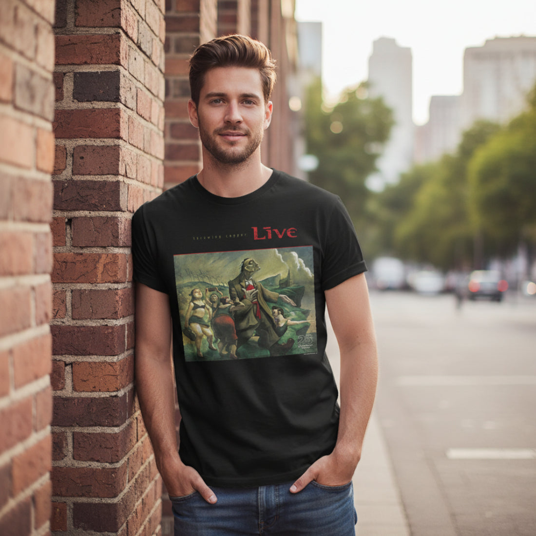 MAN WEARING LIVE THROWING COPPER SHIRT LIV506S, LIV506M, LIV506L, LIV506XL, LIV506XXL, LIV506XXXL, LIV506XXXXL, LIV506XXXXXL