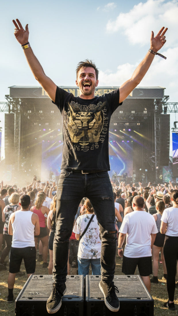 MAN WEARING IRON MAIDEN TEE MADN550S, MADN550M, MADN550L, MADN550XL, MADN550XXL