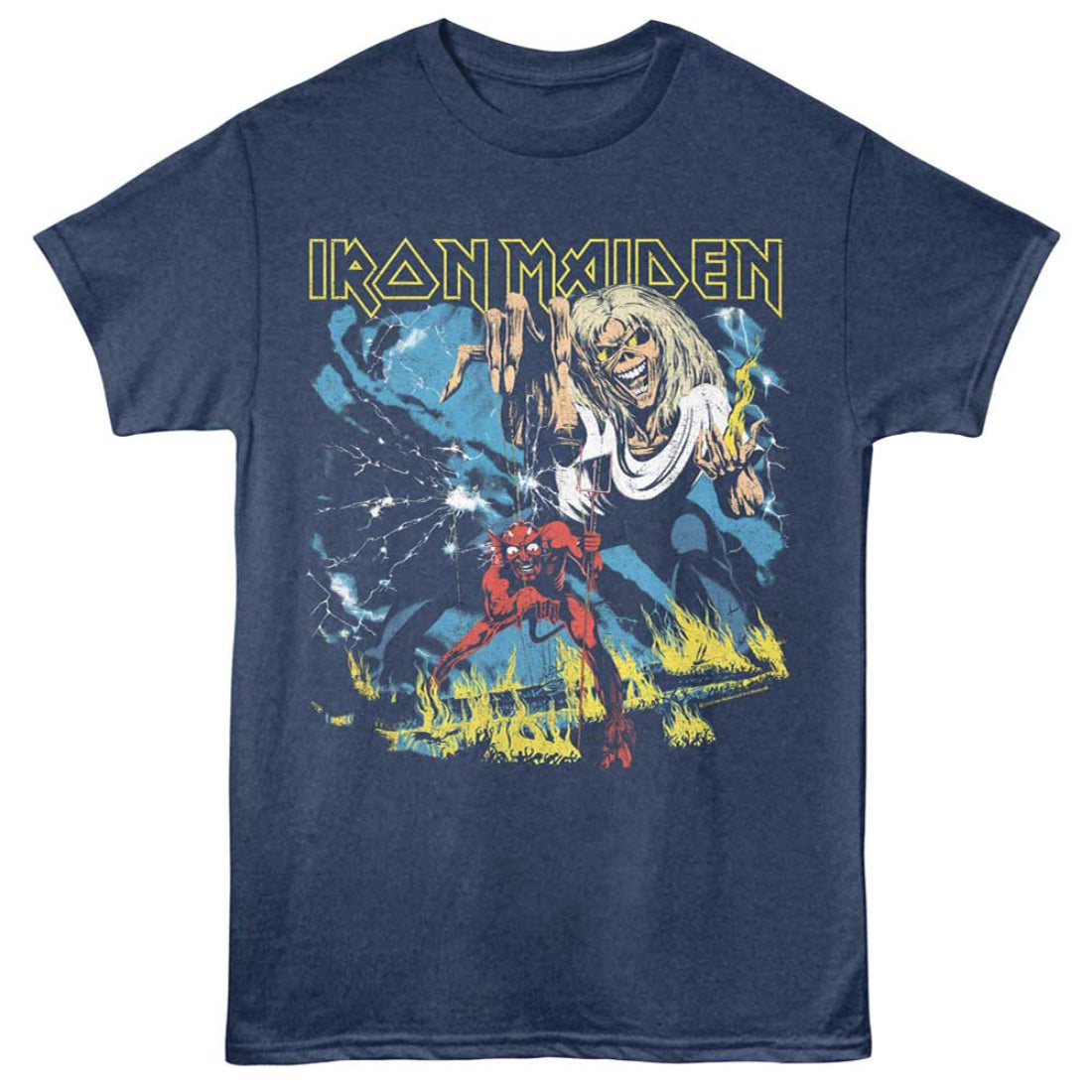 IRON MAIDEN NUMBER OF THE BEAST NAVY HEATHER T-SHIRT