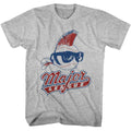 Gray t-shirt with 'Major League' graphic design on a white background